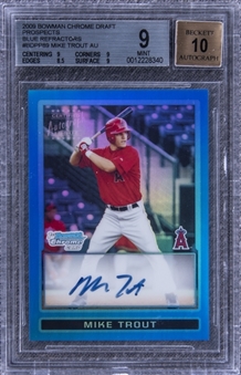 2009 Bowman Chrome Draft Prospects (Blue Refractor) #BDPP89 Mike Trout Signed Rookie Card (#149/150) – BGS MINT 9/BGS 10